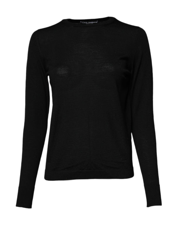 Black Wool Knit Crew Neck Pullover Sweater Dolce & Gabbana