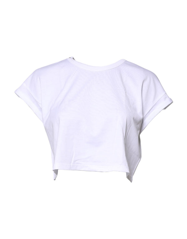 White Cotton Crew Neck Cropped T-shirt Top Dolce & Gabbana