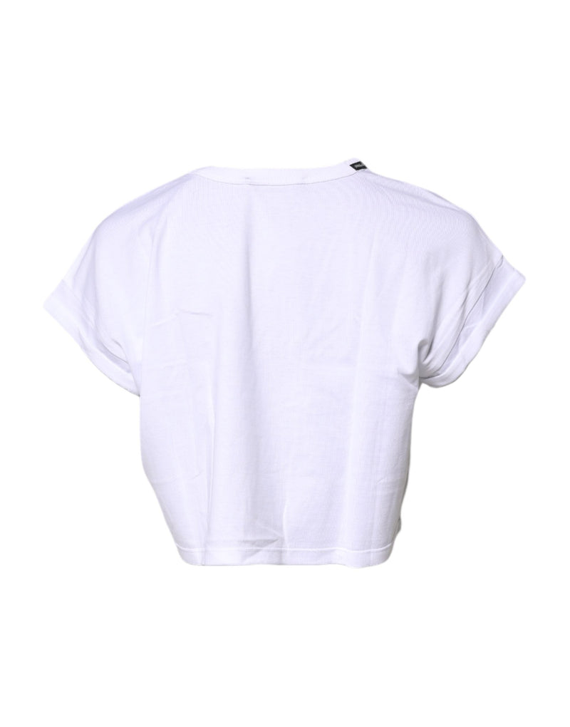 White Cotton Crew Neck Cropped T-shirt Top Dolce & Gabbana