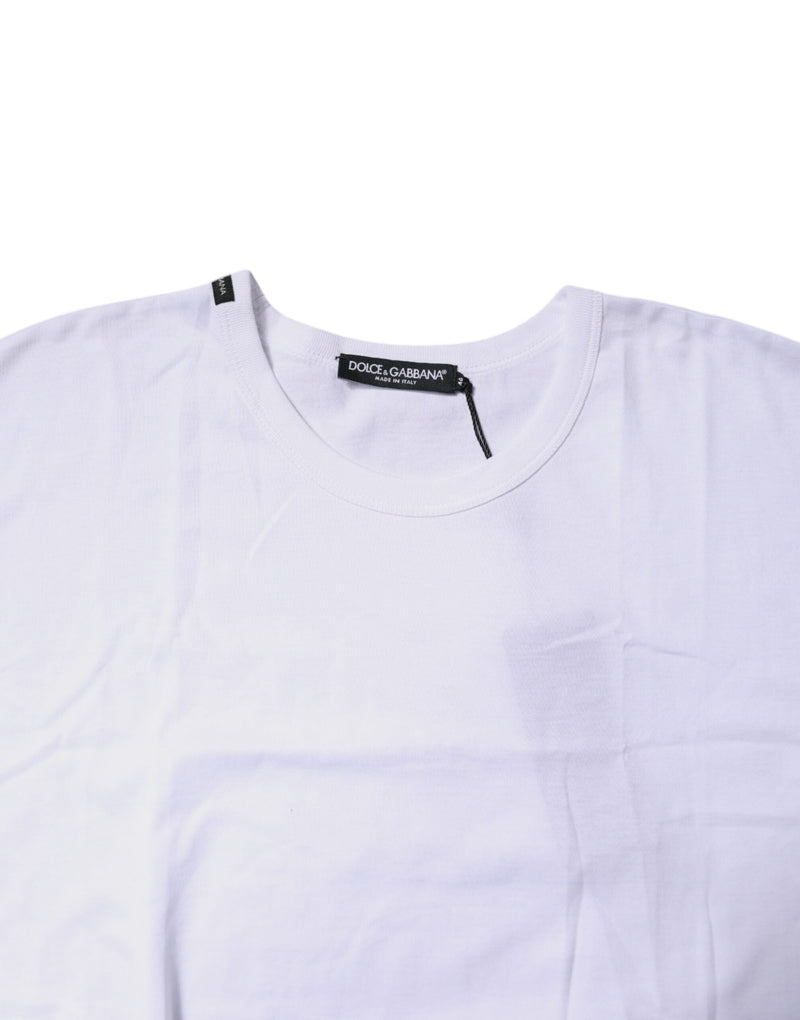 White Cotton Crew Neck Cropped T-shirt Top Dolce & Gabbana