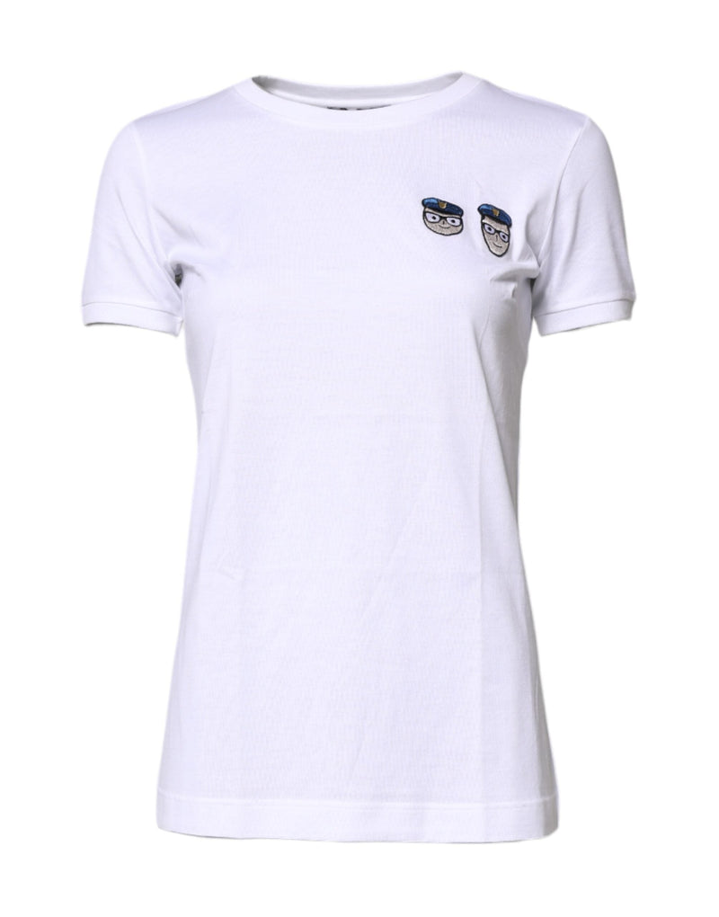 White #DGFamily Cotton Crew Neck T-shirt Dolce & Gabbana