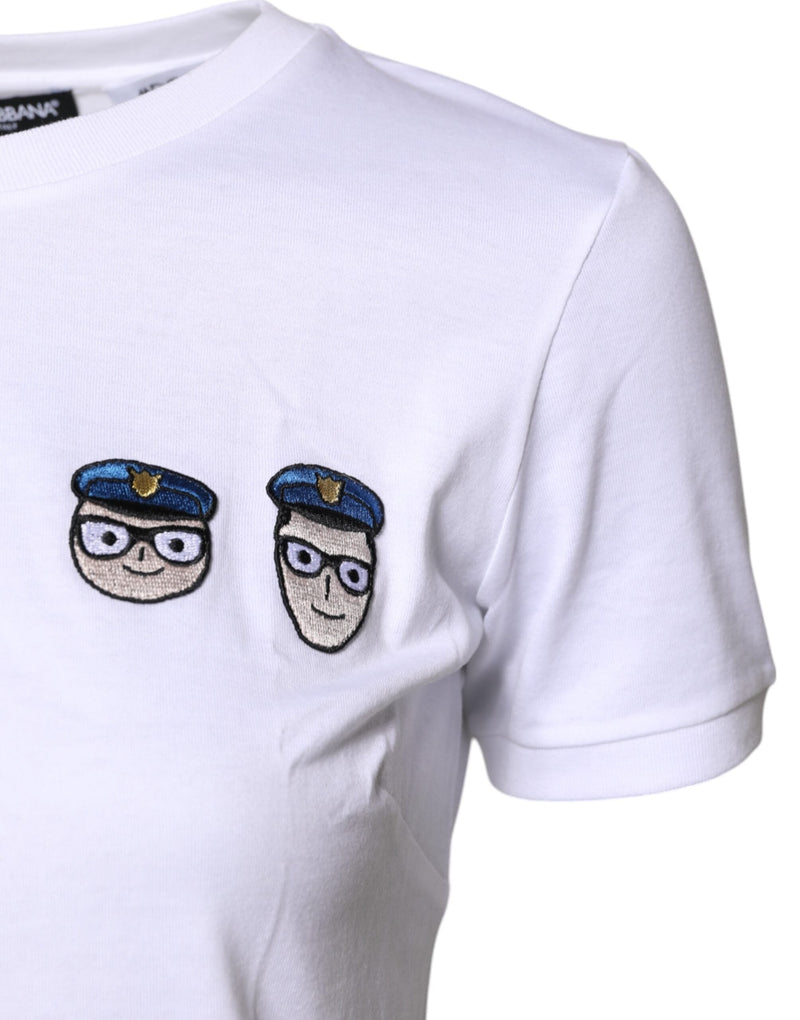 White #DGFamily Cotton Crew Neck T-shirt Dolce & Gabbana