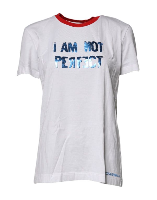 White Graphic Print Cotton Crew Neck T-shirt Dolce & Gabbana
