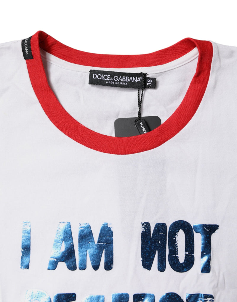 White Graphic Print Cotton Crew Neck T-shirt Dolce & Gabbana