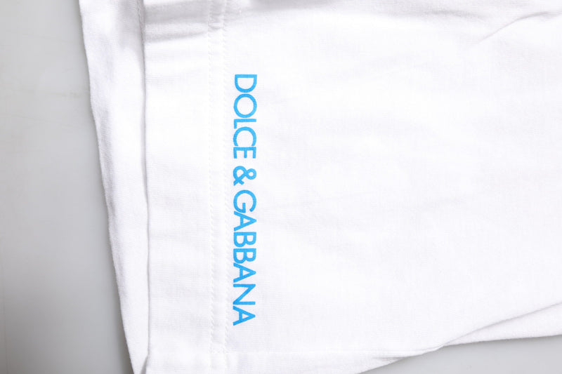 White Graphic Print Cotton Crew Neck T-shirt Dolce & Gabbana