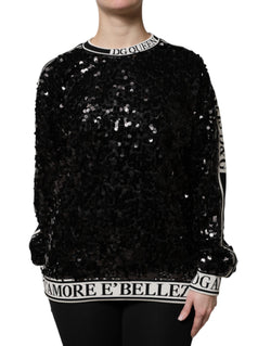 Black DG Queen Sequin Pullover Sweater Dolce & Gabbana