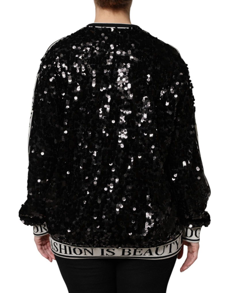 Black DG Queen Sequin Pullover Sweater Dolce & Gabbana