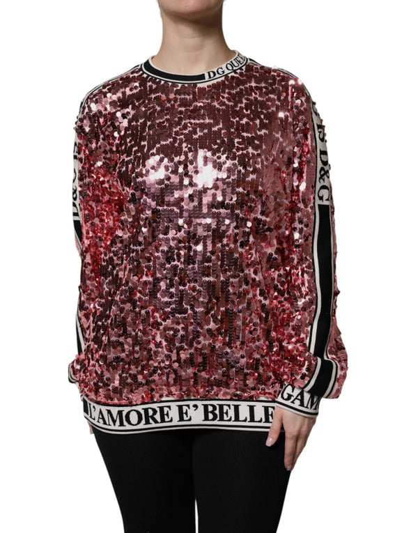 Pink DG Queen Sequin Pullover Sweater Dolce & Gabbana