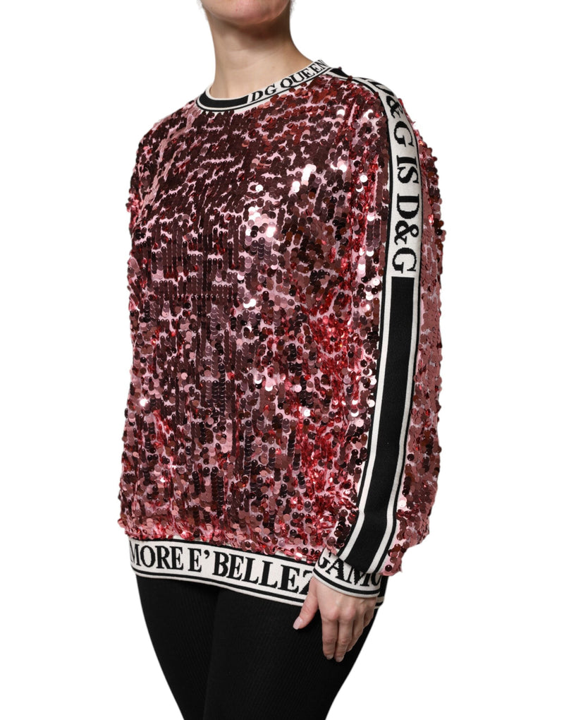 Pink DG Queen Sequin Pullover Sweater Dolce & Gabbana