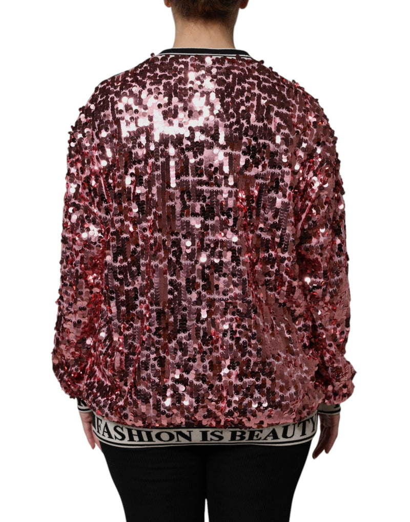 Pink DG Queen Sequin Pullover Sweater Dolce & Gabbana