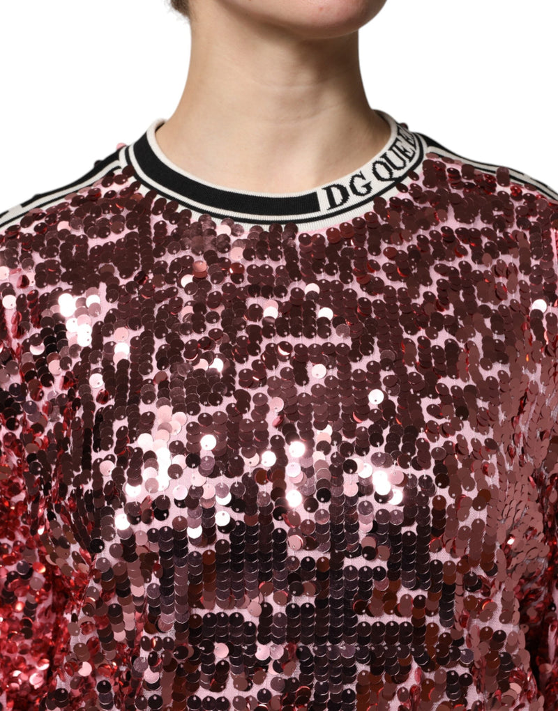 Pink DG Queen Sequin Pullover Sweater Dolce & Gabbana