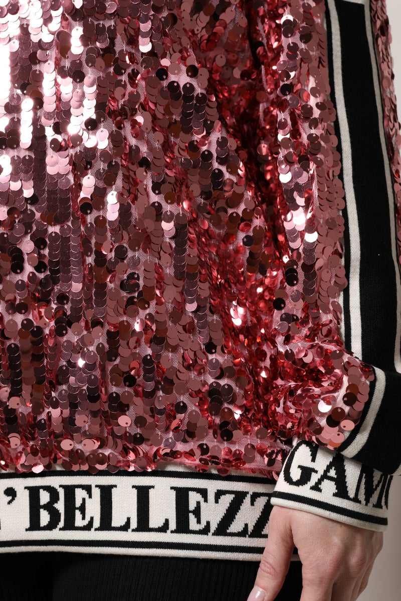 Pink DG Queen Sequin Pullover Sweater Dolce & Gabbana