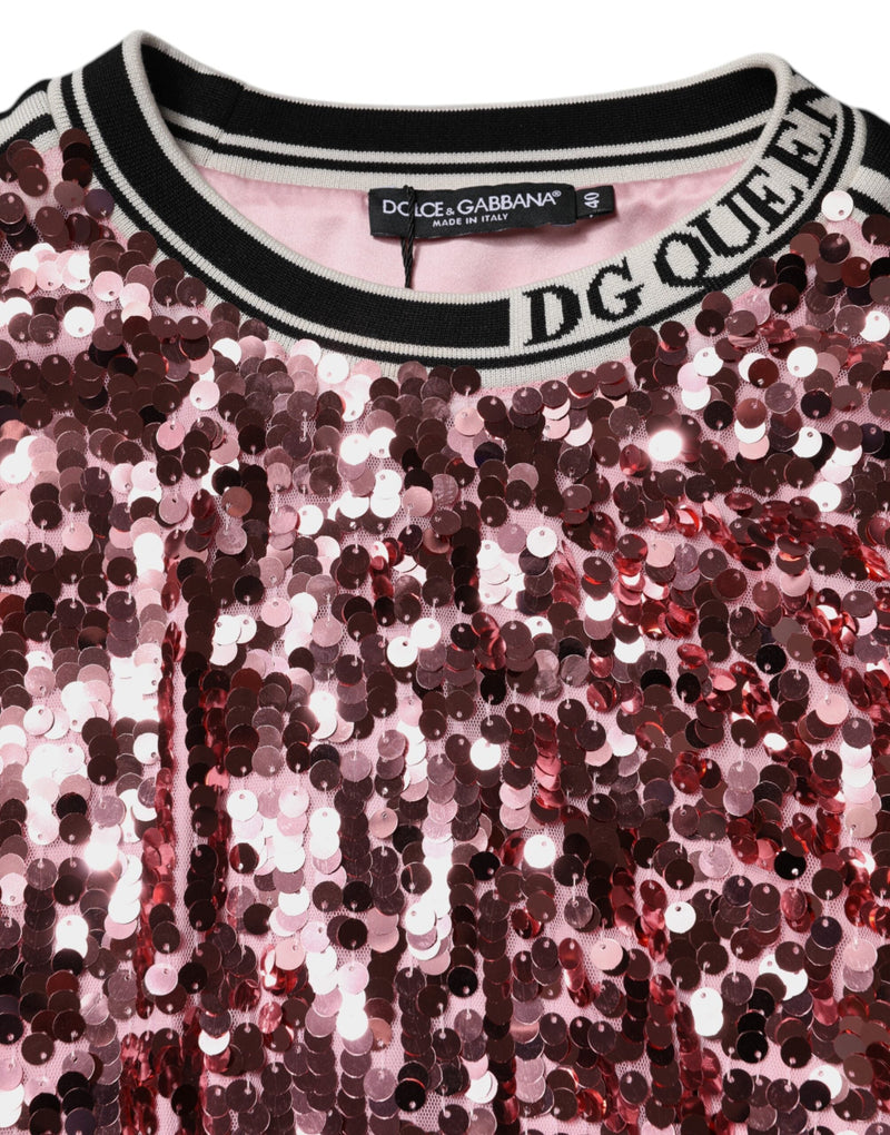 Pink DG Queen Sequin Pullover Sweater Dolce & Gabbana