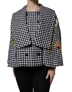 Black White Monochrome Patterned Floral Cape Jacket Dolce & Gabbana