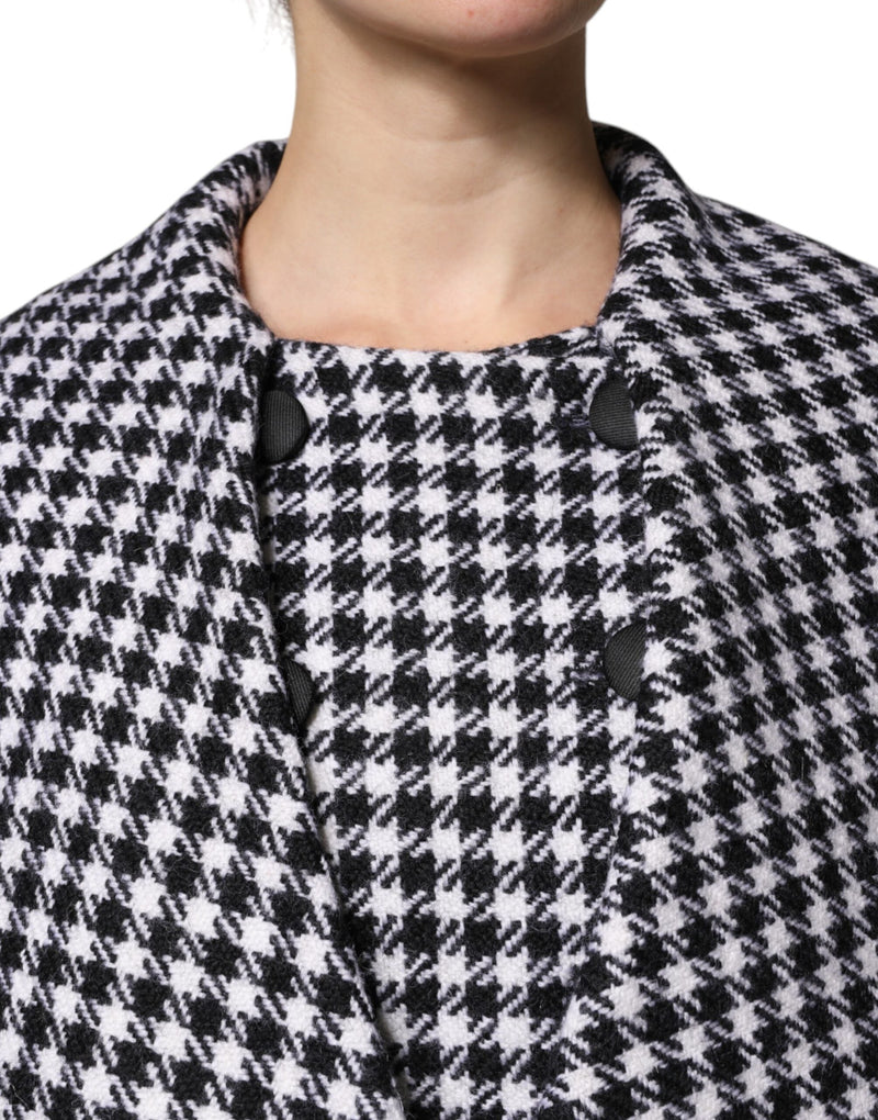 Black White Monochrome Patterned Floral Cape Jacket Dolce & Gabbana
