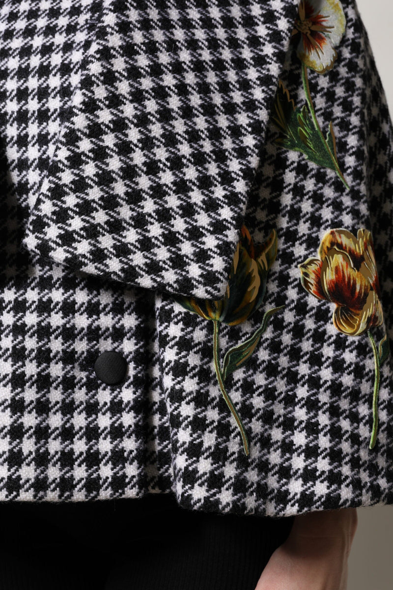 Black White Monochrome Patterned Floral Cape Jacket Dolce & Gabbana