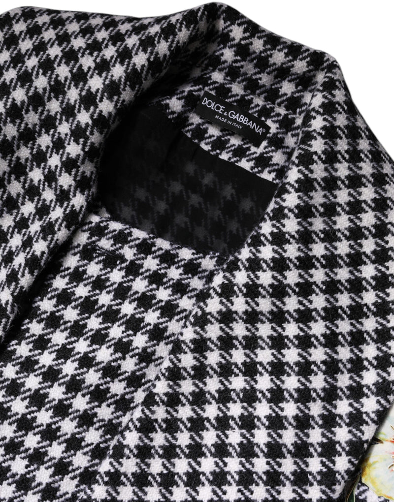 Black White Monochrome Patterned Floral Cape Jacket Dolce & Gabbana
