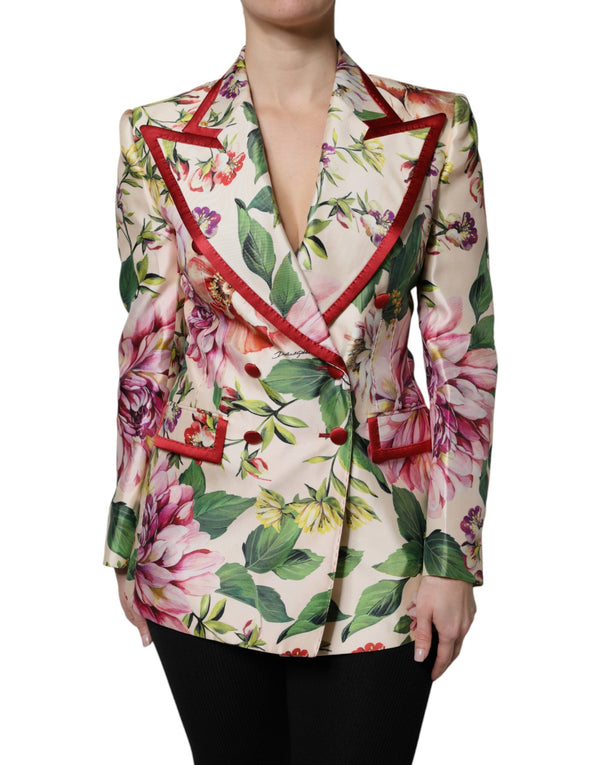 Multicolor Floral Double Breasted Jacket Dolce & Gabbana
