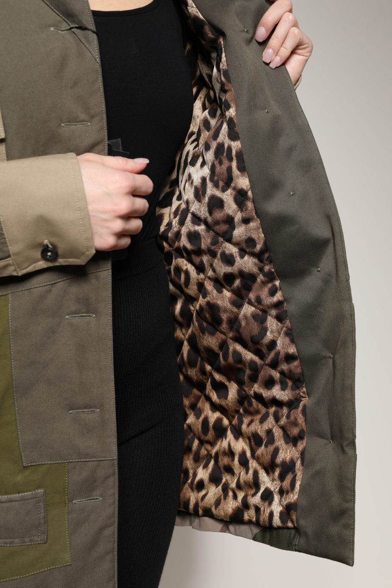 Military Green Cotton Button Down Jacket Dolce & Gabbana
