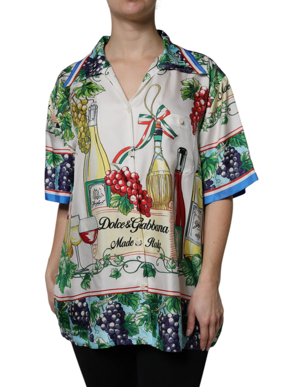 Multicolor Short Sleeve Silk Food Shirt Top Dolce & Gabbana