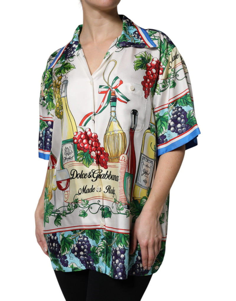 Multicolor Short Sleeve Silk Food Shirt Top Dolce & Gabbana