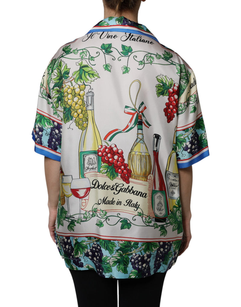 Multicolor Short Sleeve Silk Food Shirt Top Dolce & Gabbana
