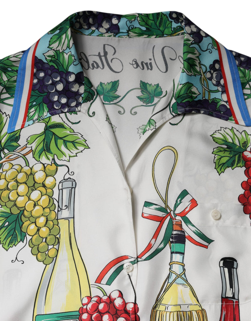 Multicolor Short Sleeve Silk Food Shirt Top Dolce & Gabbana