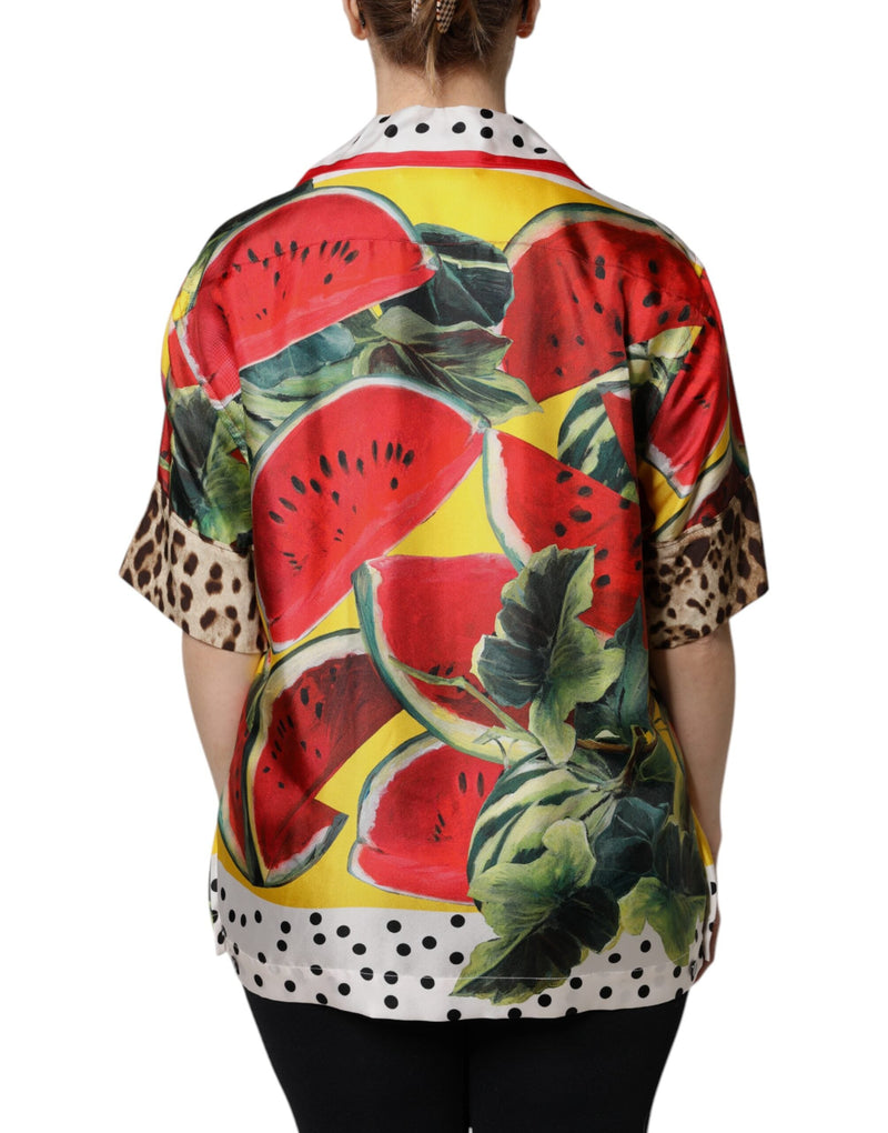 Multicolor Watermelon Collared Shirt Top Dolce & Gabbana