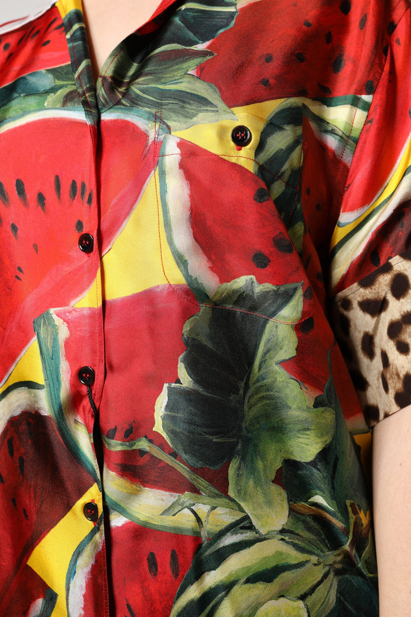 Multicolor Watermelon Collared Shirt Top Dolce & Gabbana
