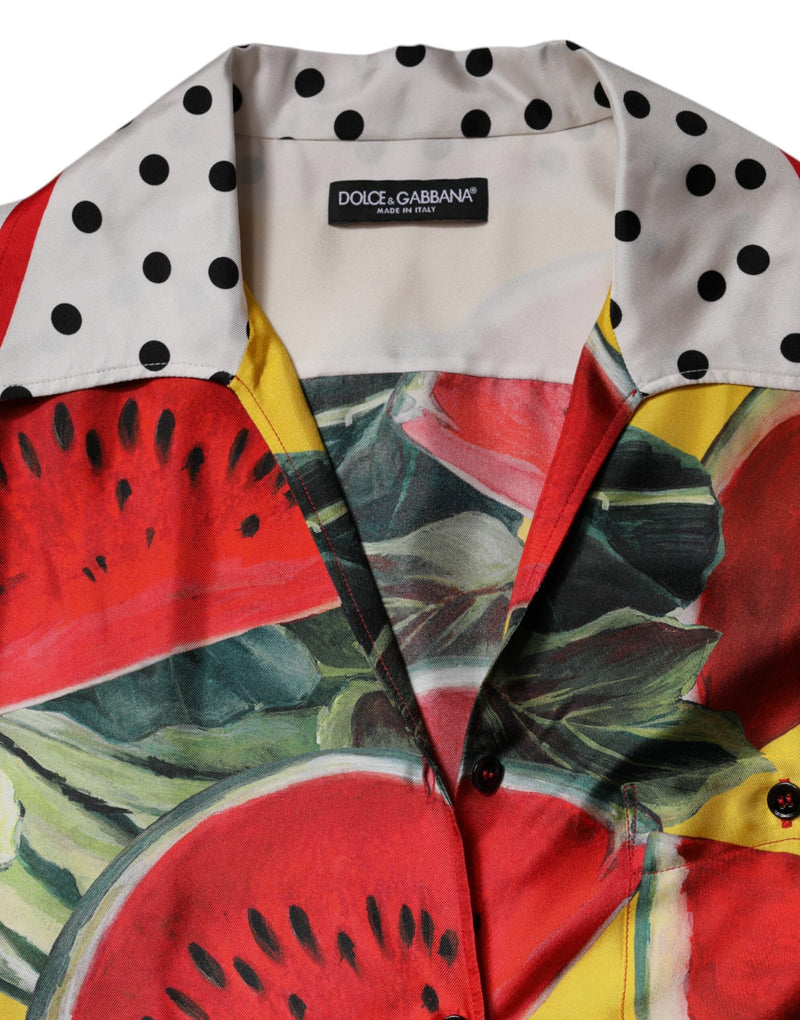 Multicolor Watermelon Collared Shirt Top Dolce & Gabbana