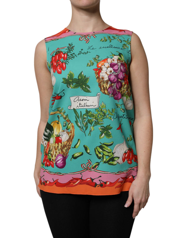 Multicolor Floral Silk Sleeveless Tank Top Dolce & Gabbana