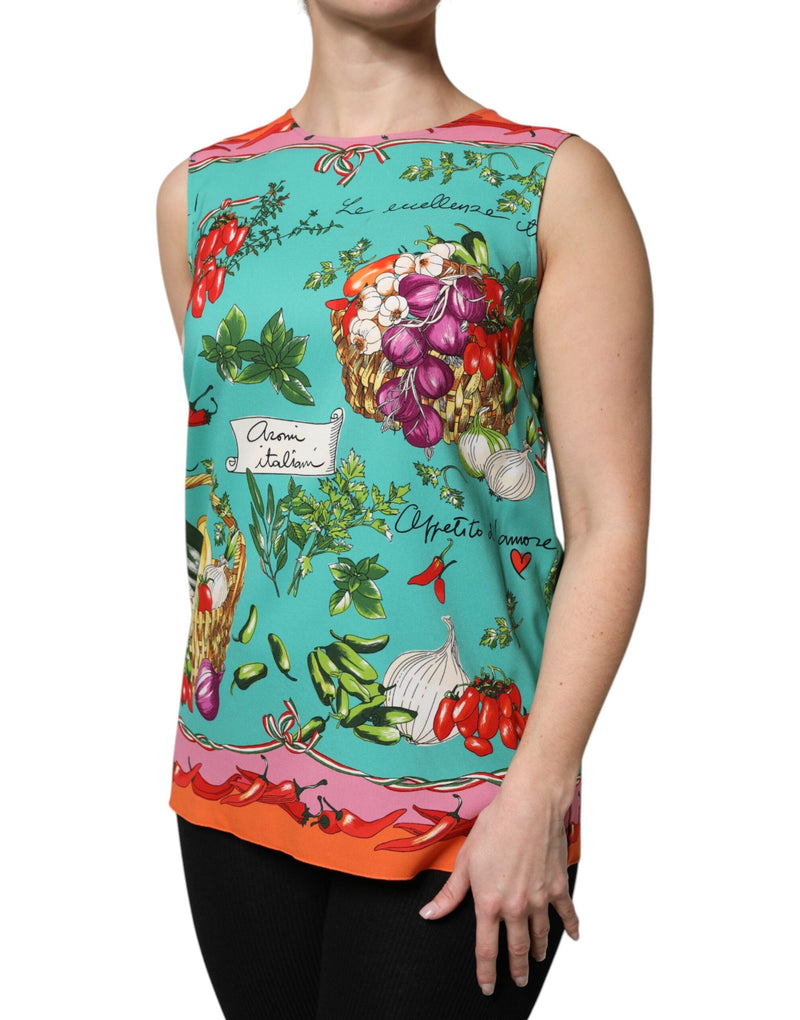 Multicolor Floral Silk Sleeveless Tank Top Dolce & Gabbana