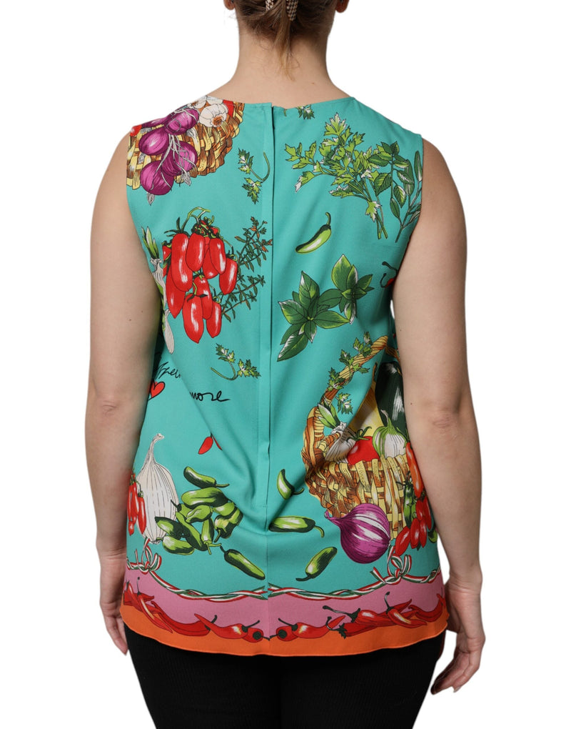 Multicolor Floral Silk Sleeveless Tank Top Dolce & Gabbana