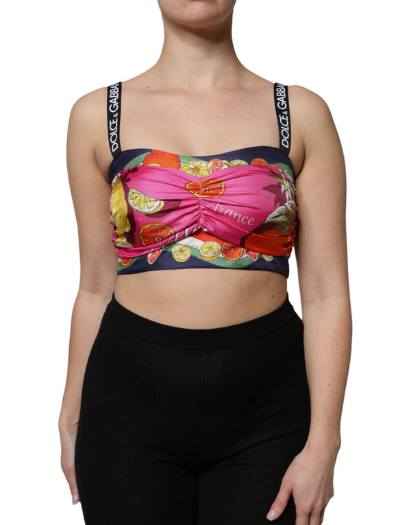 Multicolor Floral Sleeveless Bustier Cropped Top Dolce & Gabbana
