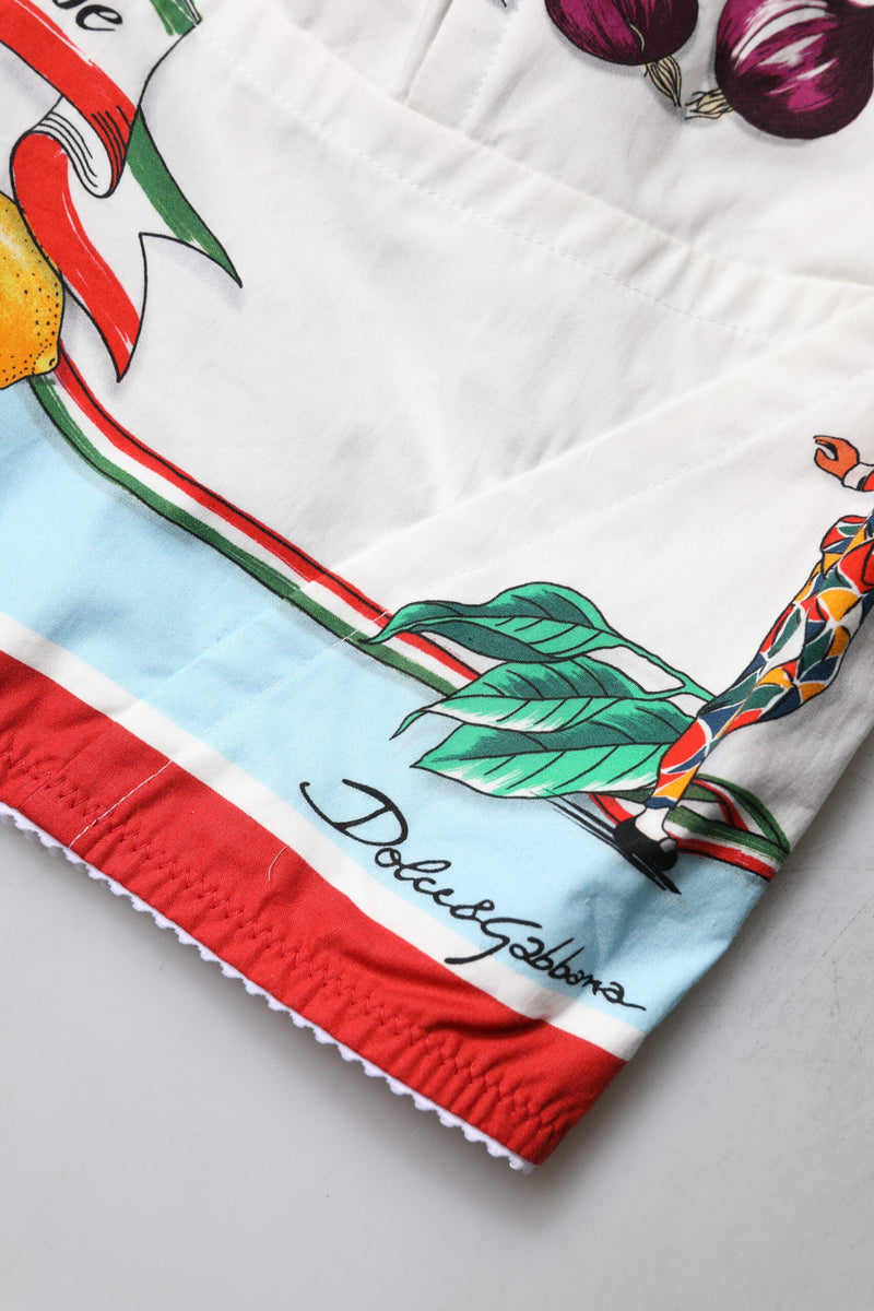 White Vegetable Print Sweetheart Cropped Top Dolce & Gabbana