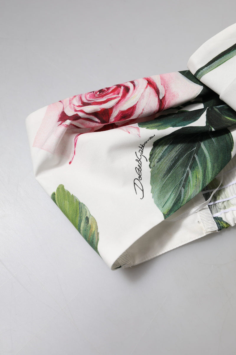 White Floral Print Cropped Bustier Corset Top Dolce & Gabbana