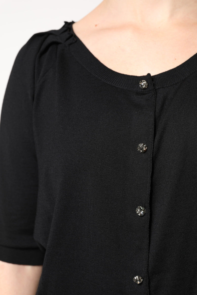 Black Button Down Short Sleeve Blouse Top Dolce & Gabbana