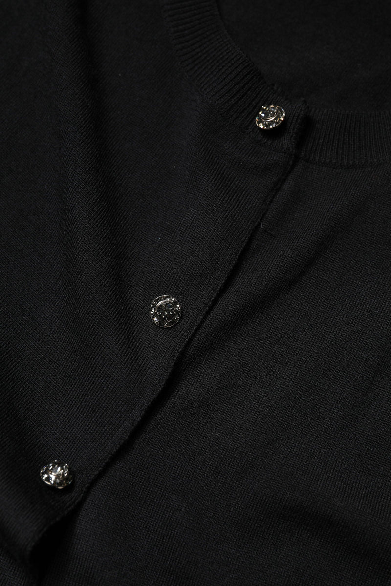 Black Button Down Short Sleeve Blouse Top Dolce & Gabbana