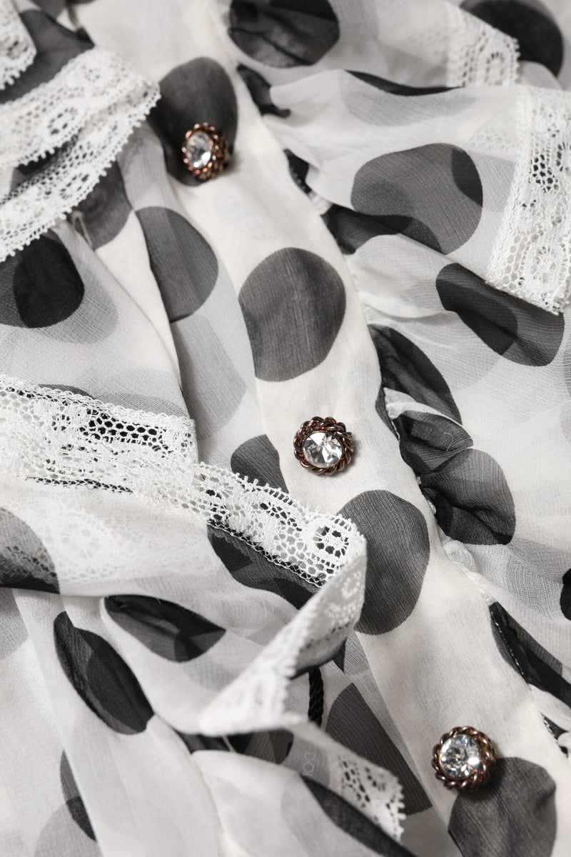 White Black Polka Dot Cotton Sleeveless Top Dolce & Gabbana