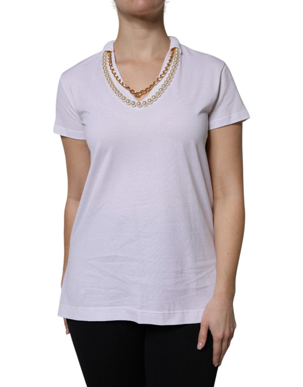 White Necklace Cotton Short Sleeve T-shirt Dolce & Gabbana