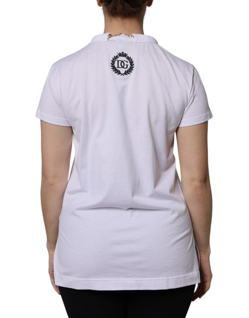 White Necklace Cotton Short Sleeve T-shirt Dolce & Gabbana