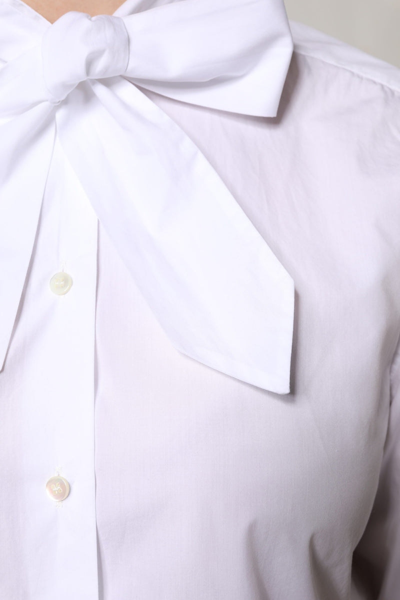 White Ascot Collar Long Sleeve Blouse Top Dolce & Gabbana