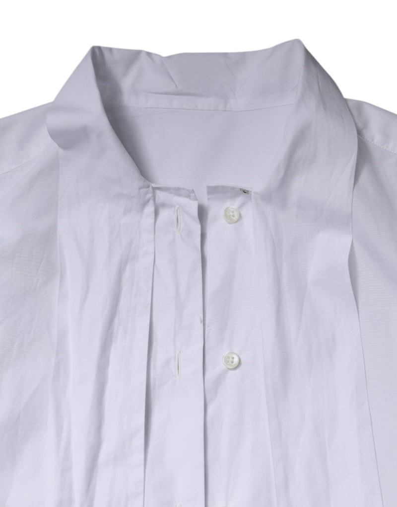 White Ascot Collar Long Sleeve Blouse Top Dolce & Gabbana