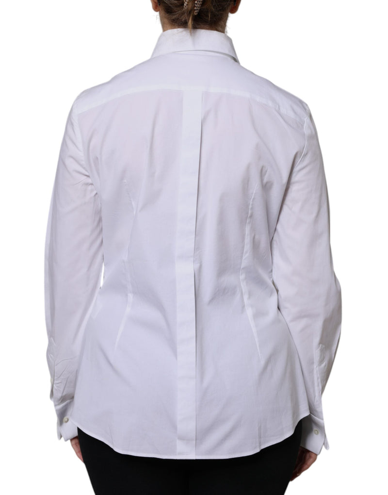 White Cotton Dress Collared Dress Shirt Top Dolce & Gabbana