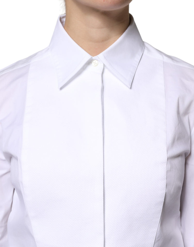 White Cotton Dress Collared Dress Shirt Top Dolce & Gabbana