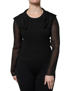 Black Silk Sheer Long Sleeves Blouse Top Dolce & Gabbana