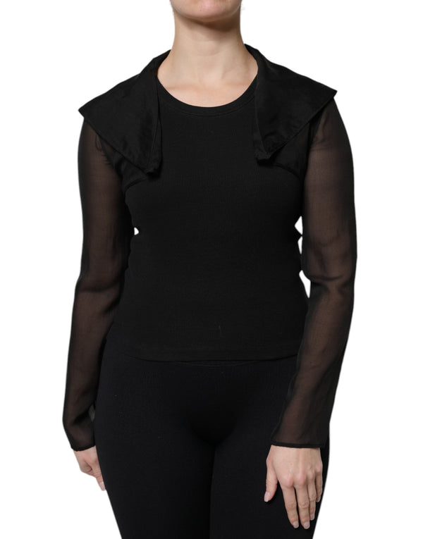 Black Silk Sheer Long Sleeves Blouse Top Dolce & Gabbana