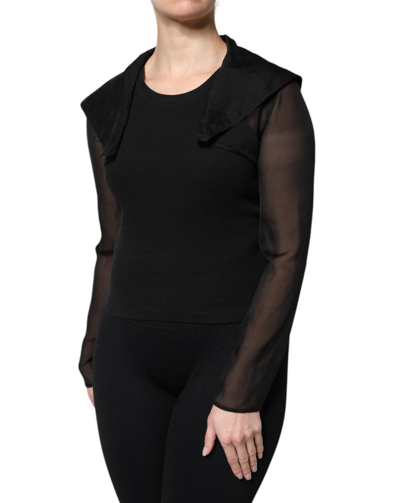 Black Silk Sheer Long Sleeves Blouse Top Dolce & Gabbana