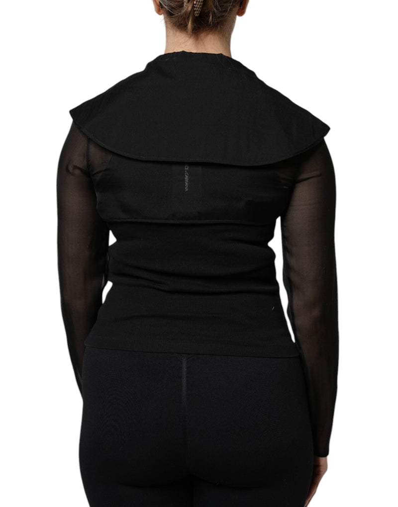 Black Silk Sheer Long Sleeves Blouse Top Dolce & Gabbana
