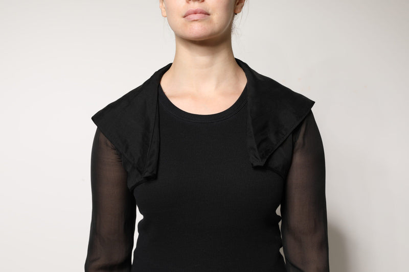 Black Silk Sheer Long Sleeves Blouse Top Dolce & Gabbana